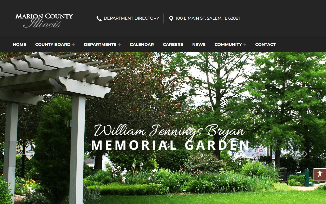 Marion County homepage showing the inmate population county directory and county facts